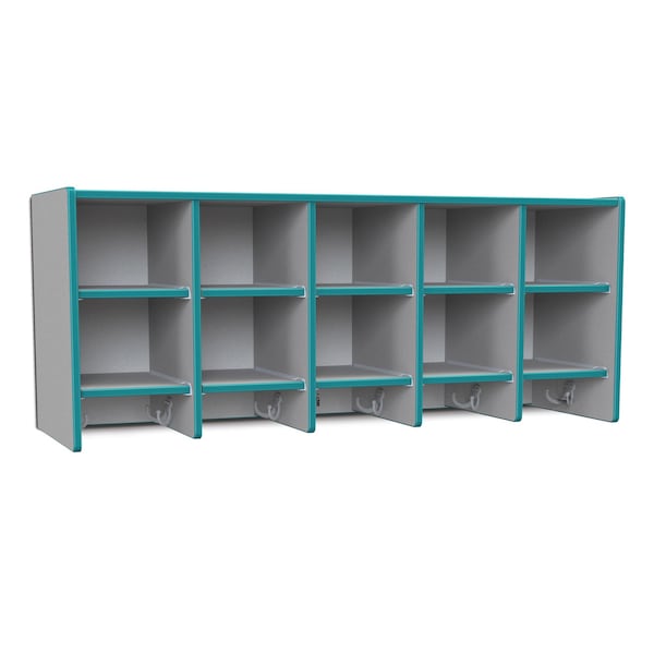 Rainbow Accents 10 Section Wall Mount Coat Locker, without Trays, Teal